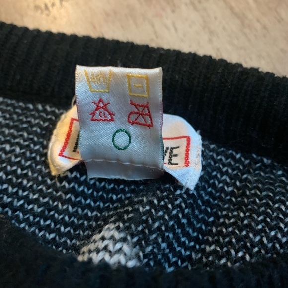 VINTAGE black white grandpa style knit sweater size medium perspective brand - Picture 7 of 9